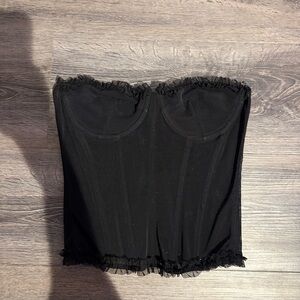 Chic Black Ruffled Bandeau Top